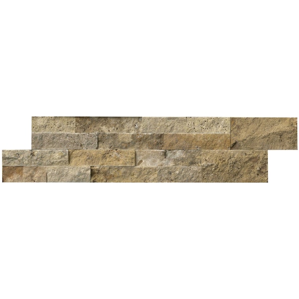 Tuscany Scabas Splitface Ledger Panel 6 In. X 24 In. Natural Travertine Wall Tile, 6PK
